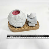 Cement Candle Holder Set with Natural Wooden Tray