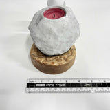 Cement Candle Holder Set with Natural Wooden Tray