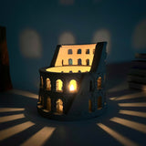 Concrete Candle Holder - Roman Colosseum Light Effect