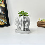 Random 2" Succulent In Concrete Human Face Planter