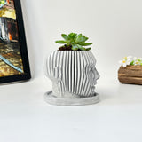 Random 2" Succulent In Concrete Human Face Planter