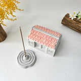 Pink-Roof House Incense Holder Set
