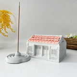 Pink-Roof House Incense Holder Set