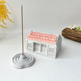 Pink-Roof House Incense Holder Set