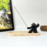 Minimalist Samurai Incense Holder Set (Black)