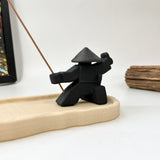 Minimalist Samurai Incense Holder Set (Black)