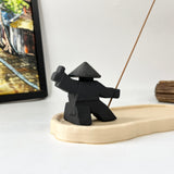 Minimalist Samurai Incense Holder Set (Black)