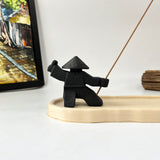 Minimalist Samurai Incense Holder Set (Black)